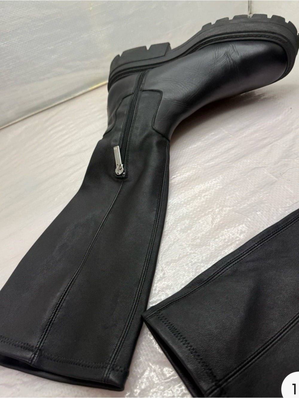 Zara Black Over-the-Knee Chunky Sole Boots 17 inches tall from top to bottom